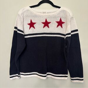 Vintage Knit Christopher & Banks Americana USA Sweater Red White Blue Large